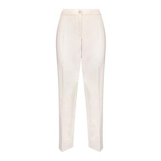 Elena Miro Getailleerde Satijnen Broek - Dames - Slim Fit Broeken - Wit - 6XL - Leer - Broeken