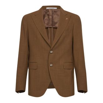 Tagliatore Formal Blazers, male, Brown, Size: 2XL Single-breasted Two-button Blazer