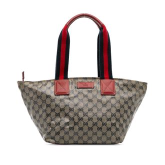 Gucci Pre-owned Womens Gg Crystal Web Tote - Sage Green Textile - One Size