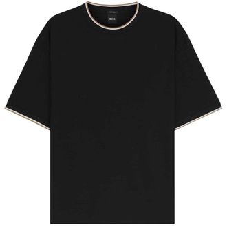 HUGO BOSS Effen geweven T-shirt voor heren (Zwart)