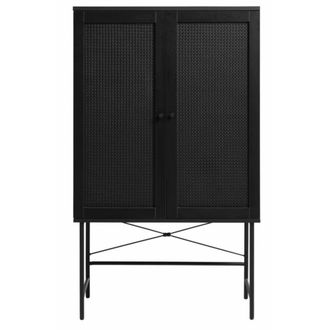 Meubles et Design Buffet alto 2 puertas de madera y metal H135cm - Negro