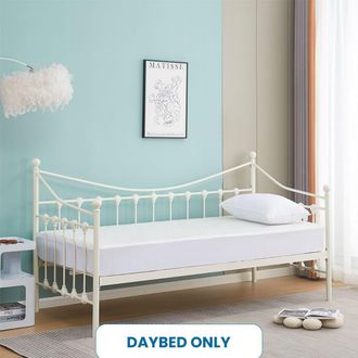 Kosy Koala Daybed 3ft Single Glossy White Metal Framed Versailles Guest Sofa Bed, Trundle Not Included in Off-White