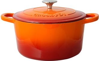 Crock-pot Artisan 5 Quart Round Enameled Cast Iron Dutch Oven in Sunset Orange
