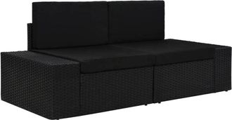 vidaXL Vidaxl - Divano Modulare a 2 Posti in Polyrattan Nero