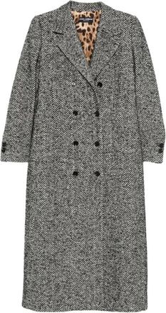 Dolce & Gabbana Wollen Double-Breasted Jas - Dames - Mantel - Grijs - L - Wol - Jassen