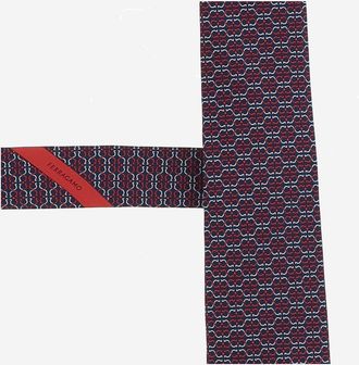 Ferragamo Mens Tie Patterned Silk Multicolour Ties & Bow