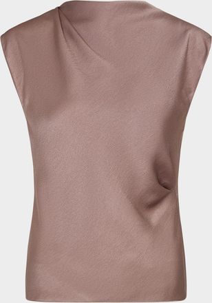 Vince Satin Draped Cowl-Neck Top
