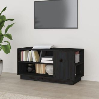 vidaXL Vidaxl - Mueble De Tv Madera Maciza De Pino Negro 80x35x40,5 Cm