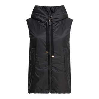 Max Mara Vests, female, Black, Size: S Black Sleeveless Padded Jacket Aw25