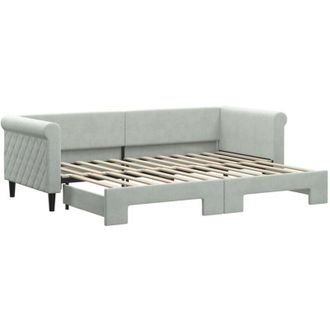 vidaXL Sof&aacute; Cama Nido Terciopelo Gris Claro 80x200 Cm Vidaxl