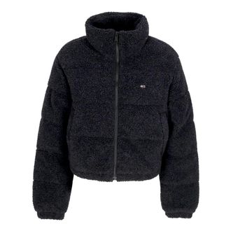 Tommy Hilfiger Zwarte Sherpa Teddy Puffer Jas - Dames - Winterjassen - Zwart - S - Polyester - Jassen