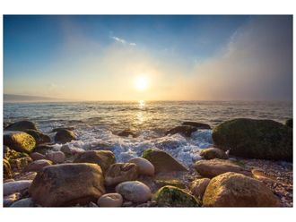 Schubiger M&ouml;bel Digitaldruck auf Glas Sonnenuntergang am Steinigen Meer