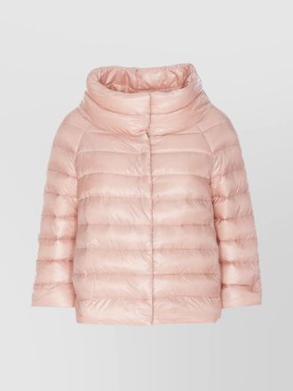 Herno high collar padded quilted short sleeve jacket