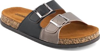 Andrea Womens Double Strap Footbed Sandals In Black