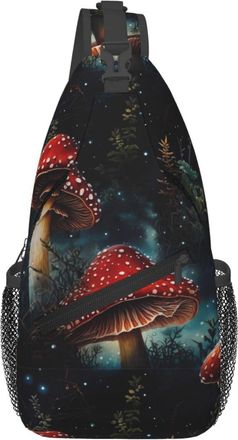 Generic Vintage Mushrooms Champignons Botanical Sling Bag Lightweight Chest Bag Breathable Daypack For Shopping Workout Casual