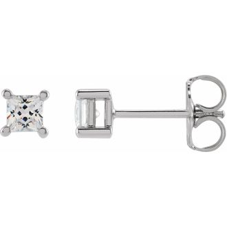 Diamond2Deal 3 mm Square 1/3ct Lab-Grown Diamond Earrings Clarity SI, Color G-H, 14k Gold