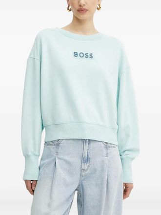 BOSS crystal-embellished sweatshirt - women - Cotton - L - Blue