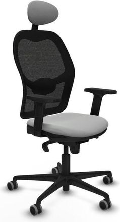 Piqueras y Crespo Piqueras Y Crespo - Jorquera Sincro Malla Negra Similpiel Gris Claro Brazos 2d Base Nailon Cabecero Fijo Ruedas 65mm Engomada