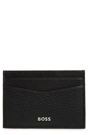 HUGO BOSS New Crosstown Money Clip Leather Card Case in Black at Nordstrom