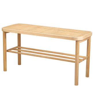 Nordlys Scandinavian Wooden Entryway Bench with Storage in Brown