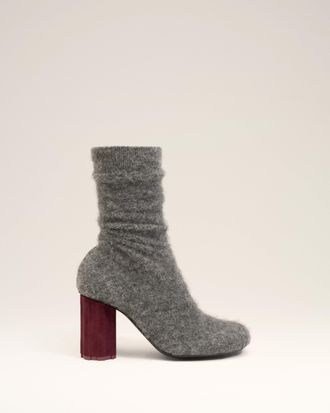 Ami Black Mohair Knit Piano Ankle Boots Grey - 38 - for Women