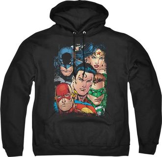 Gildan Justice League of America Up Close And Personal Adult Pull Over Hoodie / Hooded Sweatshirt