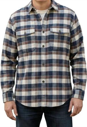 Eddie Bauer Hemplify Flannel Button Shirt In Blue Brown Gray Plaid