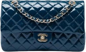 Chanel Pre-owned Vintage Double Flap Shoulder Bag - Dames - Vintage Schoudertas - Blauw - ONE Size - Leer - Vintage