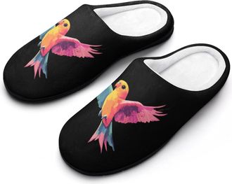 Generic Colorful Lovebird Funny Mens Cotton Slippers Shoes Novelty Soft Non-Slip Sole Home Shoe