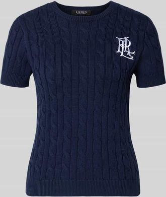 Lauren Ralph Lauren Strickpullover mit gerippten Abschlüssen Modell EYELAH in Marine, Größe XL