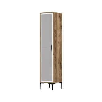 Dmora Armario multiusos 1 puerta efecto madera nogal, blanco 40x201 cm