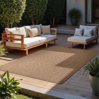 Un amour de tapis Alfombra de exterior 120 x 170 cm, estilo kilim tradicional, beige
