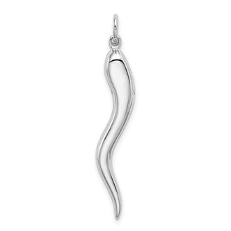 Diamond2Deal 14k White Gold Solid Polished 3-D Large Italian Horn Charm Pendant