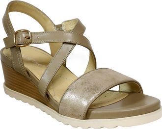 David Tate Kinsley Ankle Strap Wedge Sandal in Taupe Suede at Nordstrom, Size 10.5