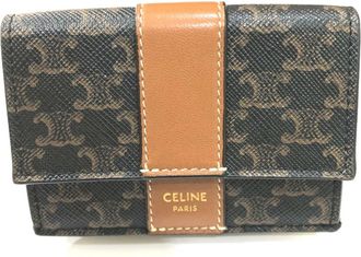 Celine Brown Dark Brown Pvc Leather Wallet (Tri-Fold) (Pre-Owned)