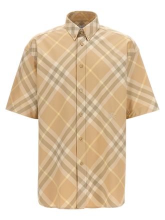 Burberry Mens Logo Embroidery Check Shirt