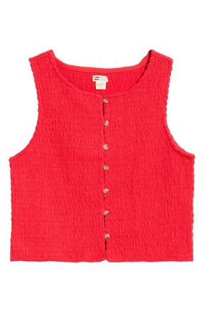 Billabong Kelsey Button-Up Sleeveless Top in Fiesta Red at Nordstrom, Size X-Large