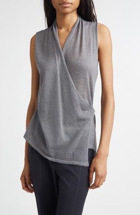 Paloma Wool Sans Baby Alpaca & Merino Wool Blend Wrap Top in Grey at Nordstrom, Size X-Large