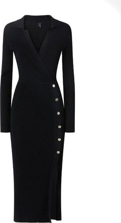 Pinko Black Midi Dress With Deep V-Neckline