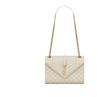 Saint Laurent Tassen, Dames, Beige, ONE Size, Leer, Envelope Medium Bag