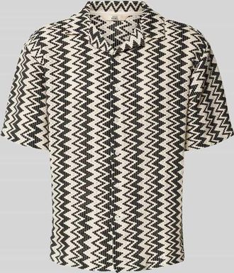 Redefined Rebel Boxy Fit Freizeithemd mit Lochmuster Modell ZANDER in Black, Größe XL