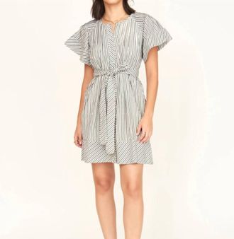 Mirth Vienna Pintuck Short Dress In Dune Stripe