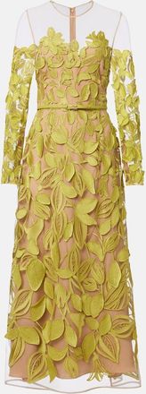 Elie Saab Embroidered silk-blend midi dress