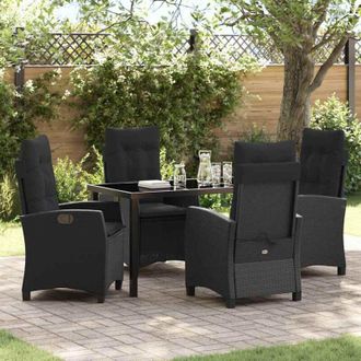 vidaXL Conjunto De Comedor De Jard&iacute;n 5 Pcs Negro Rat&aacute;n Sint&eacute;tico Vidaxl