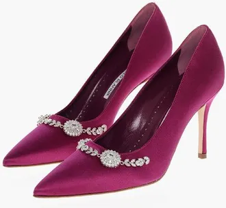 Manolo Blahnik Satin LAMIKPUMP Pumps with Jewel Detail 10cm size 37,5