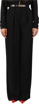 Elisabetta Franchi Pantaloni in crepe leggero con cintura - - Trousers - Donna - Nero - XL