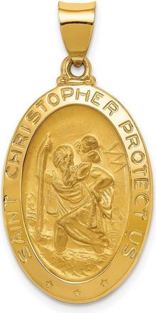 Diamond2Deal 14k Yellow Gold Polished and Satin St Christopher Medal Hollow Pendant