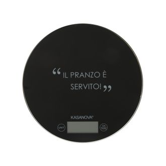 KASANOVA Bilancia da cucina digitale nera tonda con scritta