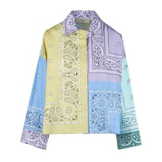 Max Mara Shirts, female, Multicolor, Size: XS Camicia Lampone Patchwork Bandana