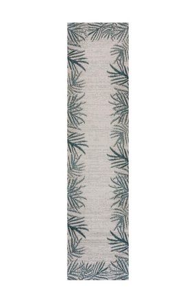 Jonathan Y Designs Isla Coastal Cottage Palm Frond Border Indoor/Outdoor Rug in Blue/cream at Nordstrom, Size 2Ft 0In X 8Ft 0In